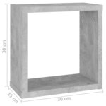 vidaXL Étagères cube murales 4 Pièces Gris béton 30x15x30 cm