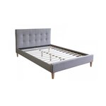 Lit double en tissu gris rembourre 160 x 200 cm