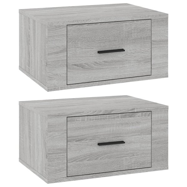vidaXL Tables de chevet murales 2 Pièces Sonoma gris 50x36x25 cm