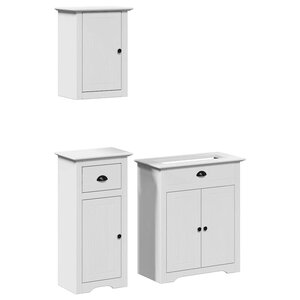vidaXL Meubles de salle de bain 3 Pièces BODO blanc bois de pin massif