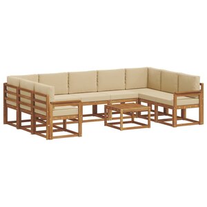 vidaXL Ensemble de canapés d'extérieur 10 pc Naturel et Beige