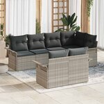 vidaXL Ensemble de canapé de jardin 7 Pièces Gris clair Poly rotin