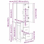 vidaXL Haut Armoire Montage mural Chêne artisanal 69 5 x 34 x 180 cm