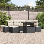 vidaXL Ensemble de canapé de jardin avec coussin 7 Pièces Noir et crème