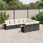 vidaXL Salon de jardin 10 Pièces avec coussins noir résine tressée