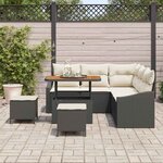 vidaXL Ensemble de canapé de jardin avec coussin 8 Pièces Noir et Crème