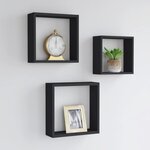 vidaXL Étagères murales sous forme de cube 3 Pièces Noir MDF