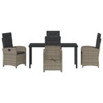 vidaXL Ensemble de Salle à Manger de Jardin 5 Pièces avec Coussins Gris en Rattan Synthétique