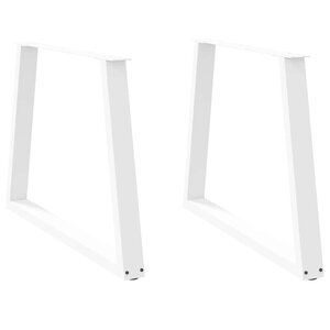 vidaXL Pieds de table à manger en forme de V  2 pièces  blanc  100 x (72-73 3) cm  acier