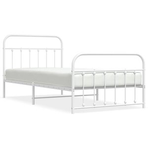 vidaXL Cadre de lit métal sans matelas et pied de lit blanc 107x203 cm