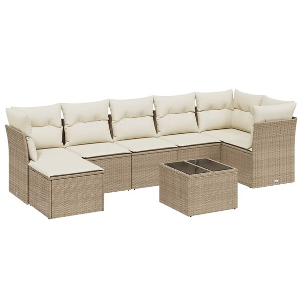vidaXL Salon de jardin avec coussins 8 Pièces beige résine tressée