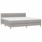 vidaXL Sommier à lattes de lit avec matelas Gris clair 200x200cm Tissu