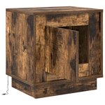 vidaXL Table de chevet avec lumières LED Chêne fumé 44x34 5x45 cm