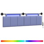 vidaXL Tête de lit suspendue Avec lumière LED Bleu denim Tissu