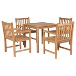 vidaXL Ensemble à manger d'extérieur 5Pièces Bois solide de teck