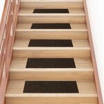 vidaXL Tapis d'escalier autocollants 30 pièces 76 x 20 cm Marron Rectangulaire