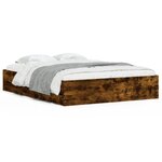vidaXL Cadre de lit avec tiroirs sans matelas chêne fumé 150x200 cm