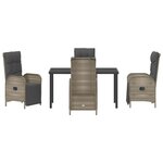 vidaXL Ensemble de salle à manger pour jardin 5 Pièces Gris Poly rotin