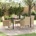 vidaXL Ensemble de salle à manger pour jardin 5 Pièces Beige Poly rotin