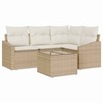 vidaXL Ensemble de canapé de jardin 5 Pièces Beige Poly rotin