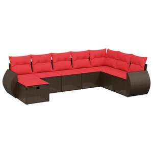 vidaXL Salon de jardin 8 Pièces avec coussins marron résine tressée