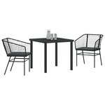 vidaXL Ensemble de salle à manger pour jardin 3 Pièces Noir polyrotin