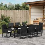vidaXL Ensemble de salle à manger pour jardin 9 Pièces Noir polyrotin