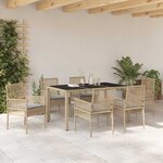 vidaXL Ensemble de salle à manger pour jardin 7 Pièces Beige Poly rotin