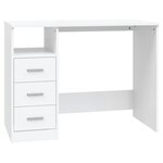 Bureau table poste de travail meuble d'ordinateur informatique étude avec tiroirs 102 x 50 x 76 cm bois d'ingénierie blanc 02_0023465