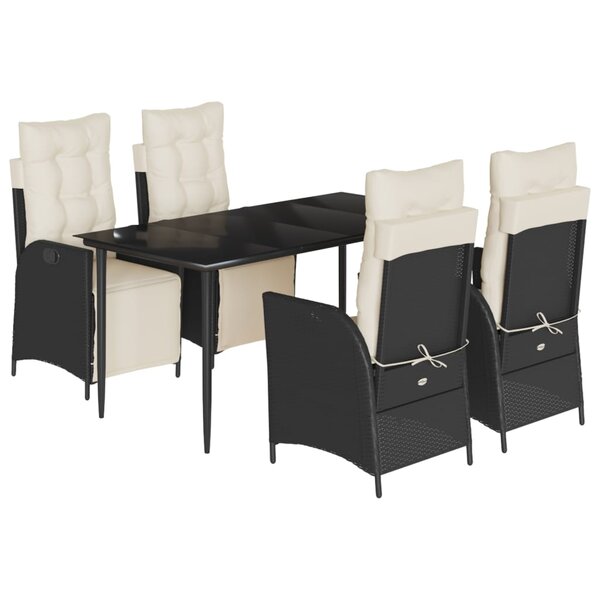 vidaXL Ensemble à manger de jardin coussins 5Pièces Noir Résine tressée