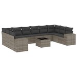 vidaXL Salon de jardin 11 Pièces avec coussins gris résine tressée