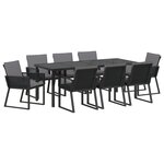 vidaXL Ensemble de repas de jardin 9 pièces avec coussins Noir Rattan Poly