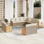 vidaXL Salon de jardin 11 Pièces avec coussins beige résine tressée