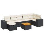 vidaXL Salon de jardin 8 Pièces avec coussins noir résine tressée