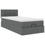 vidaXL Cadre de lit ottoman avec matelas gris foncé 100x200 cm tissu