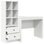 vidaXL Bureau avec tiroir avec étagère avec stockage 2 Pièces Blanc
