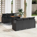 vidaXL Ensemble de canapé de jardin 7 Pièces Noir 100 x 55 x 73 cm