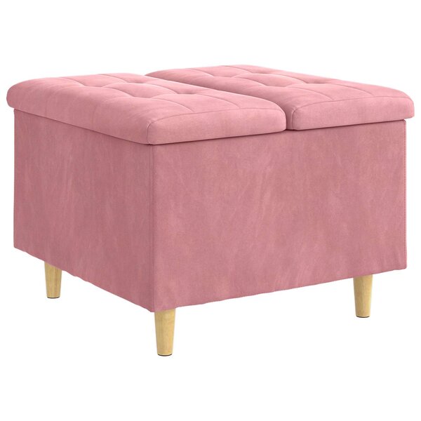 vidaXL Pouf de rangement avec coussin Rose 60 x 60 x 45 cm Velours