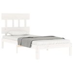 vidaXL Cadre de lit et tête de lit blanc 100x200 cm bois massif