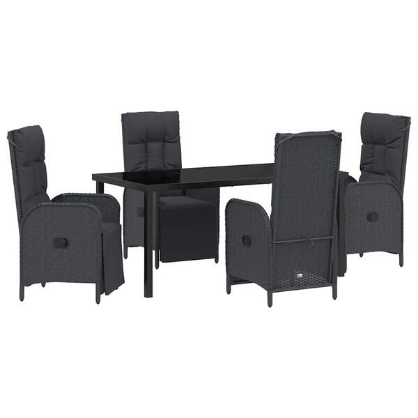 vidaXL Ensemble de salle à manger pour jardin 5 Pièces Noir polyrotin