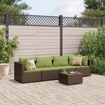 vidaXL Salon de jardin 5 Pièces avec coussins Marron Résine tressée