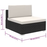 vidaXL Salon de jardin 6 Pièces avec coussins résine tressée noir