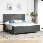 vidaXL Lit à sommier avec matelas gris foncé 200x200 cm en tissu