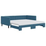 vidaXL Lit de jour avec lit gigogne et matelas bleu 100x200 cm velours