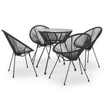 vidaXL Ensemble à dîner d'extérieur 5 Pièces Rotin PVC Noir