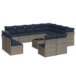 vidaXL Salon de jardin avec coussins 13 Pièces gris résine tressée