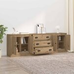 vidaXL Buffets avec tiroir 3 Pièces Chêne artisanal 70 x 35 5 x 67 5 cm