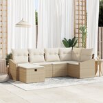 vidaXL Ensemble de Canapés de Jardin 6 pièces avec Coussins Beige Poly Rattan