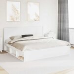 vidaXL Cadre de lit avec rangement et tête de lit Blanc 200 x 200 cm