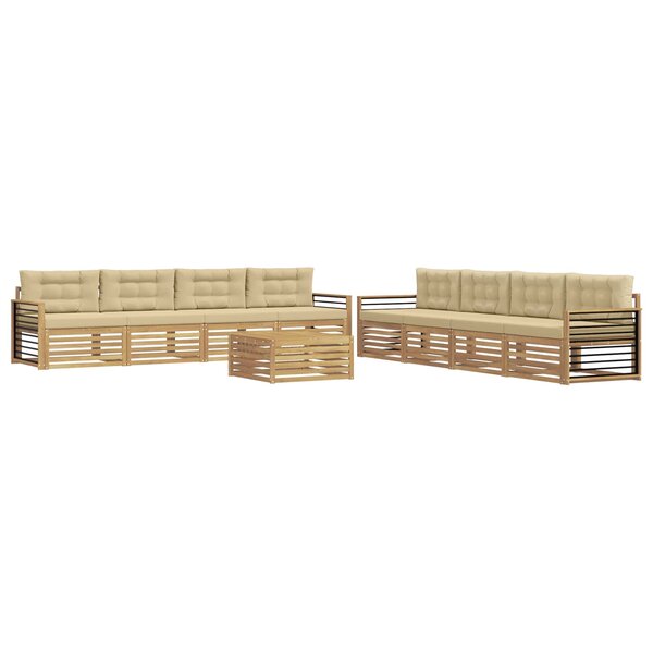 vidaXL Ensemble de canapés d'extérieur 9 pc Blanc et Beige Polyester